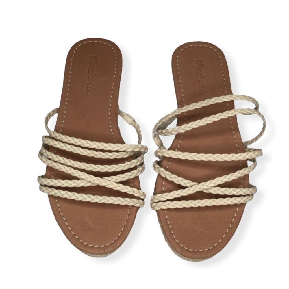 NWB Madewell The Kathryn Espadrille Slide Sandal in Leather Size 7.